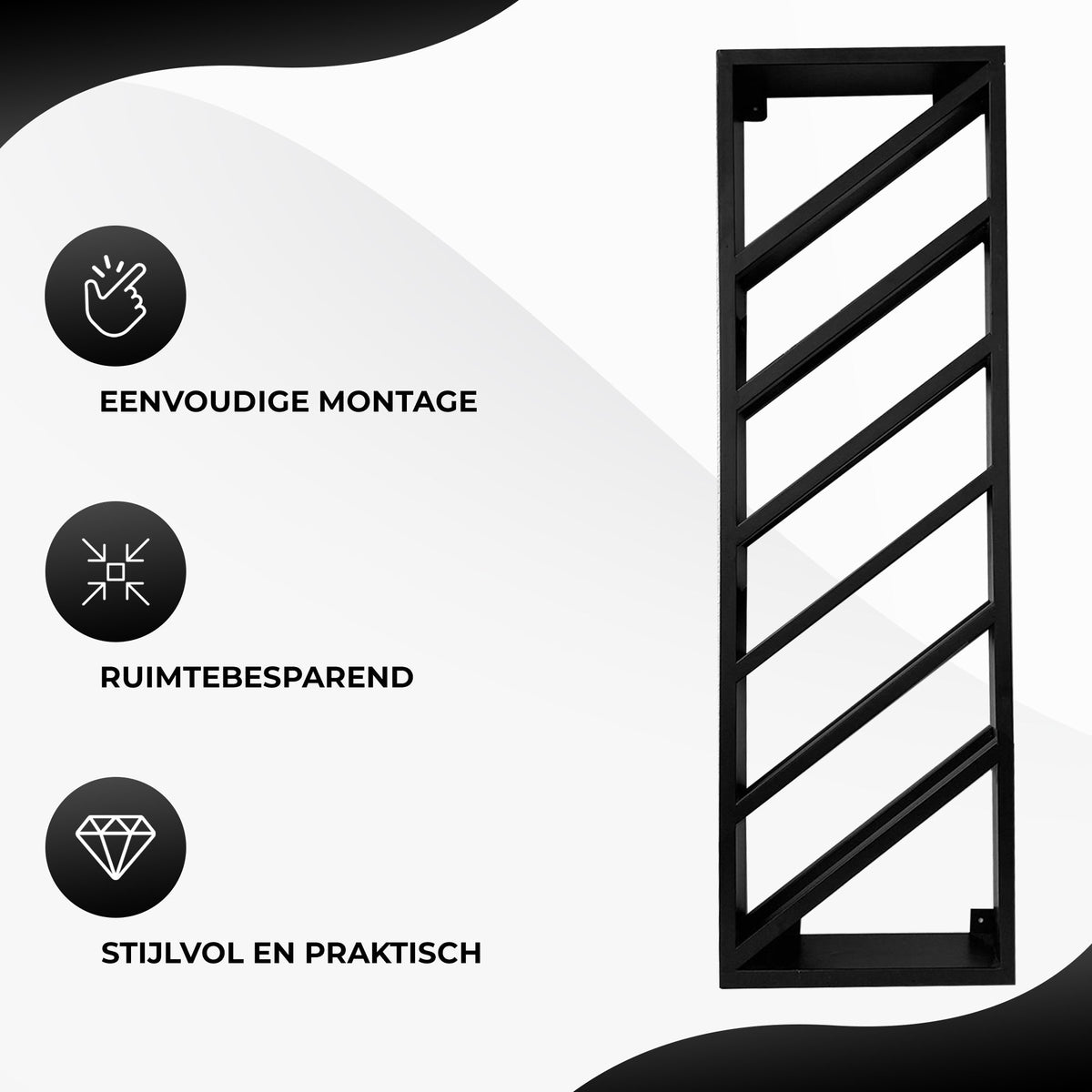 Wijnrek 6 Flessen Zwart