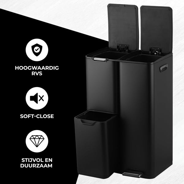 Prullenbak Pedaal 60 Liter Zwart