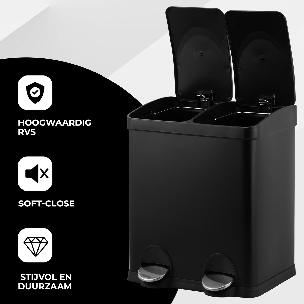 Prullenbak Met Pedaal 30L Zwart