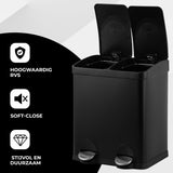 Prullenbak Met Pedaal 30L Zwart