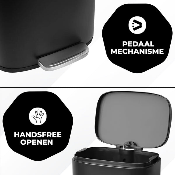 Bayt Prullenbak 30 Liter - Pedaalprullenbak - Zwart