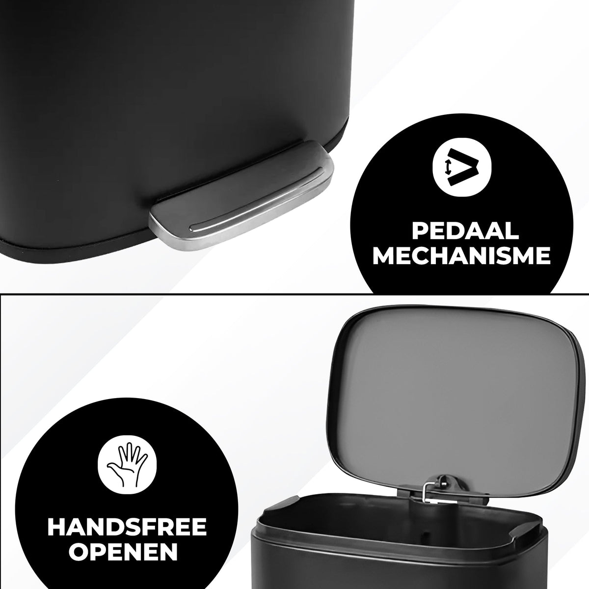 Bayt Prullenbak 50 Liter - Pedaalprullenbak - Zwart