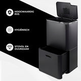 Bayt Prullenbak 60 Liter - 2 Compartimenten - Zwart