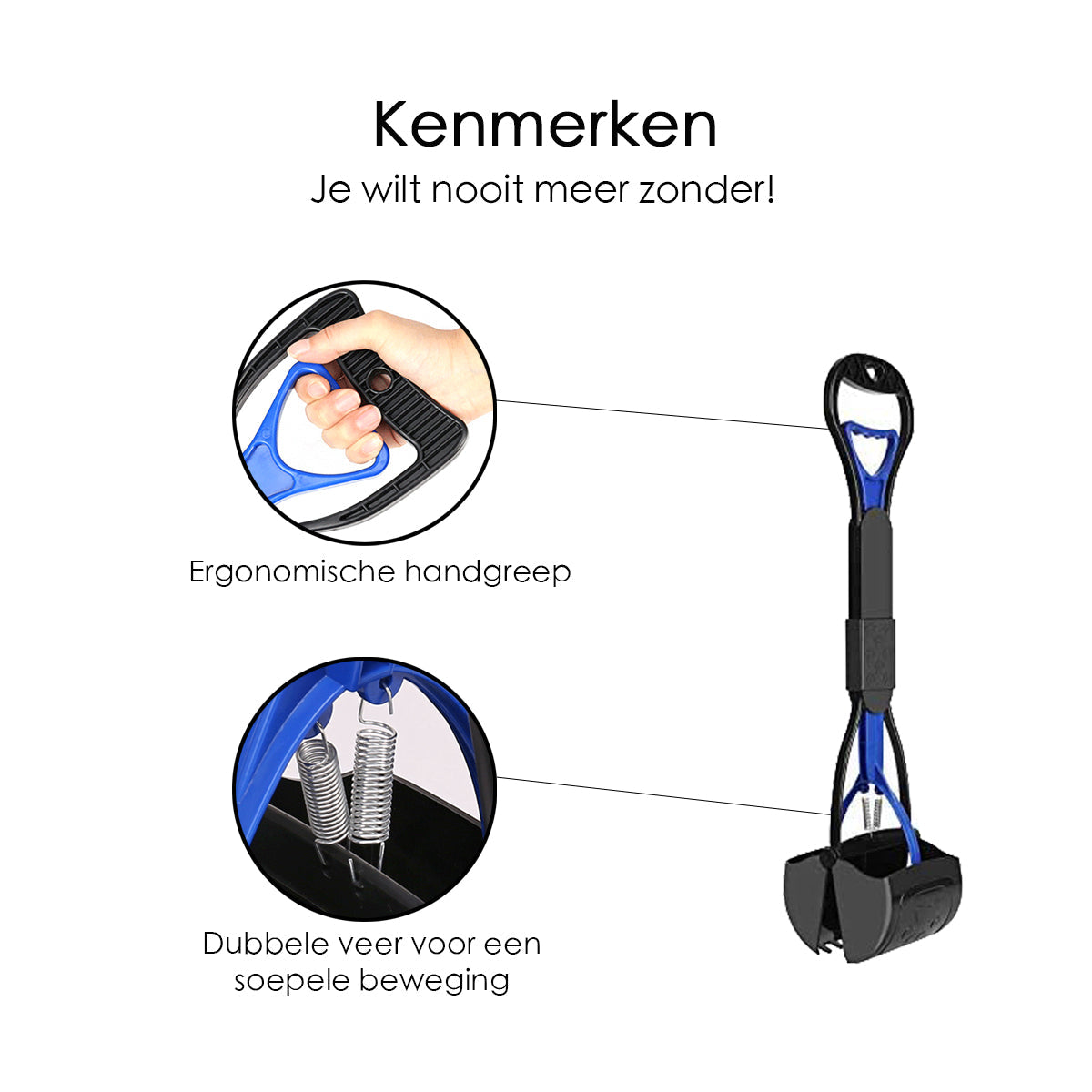 Hondenpoepschep - Handig in Gebruik - Zwart/Blauw