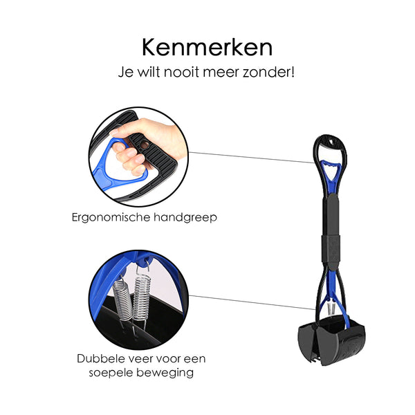 Hondenpoepschep - Handig in Gebruik - Zwart/Blauw
