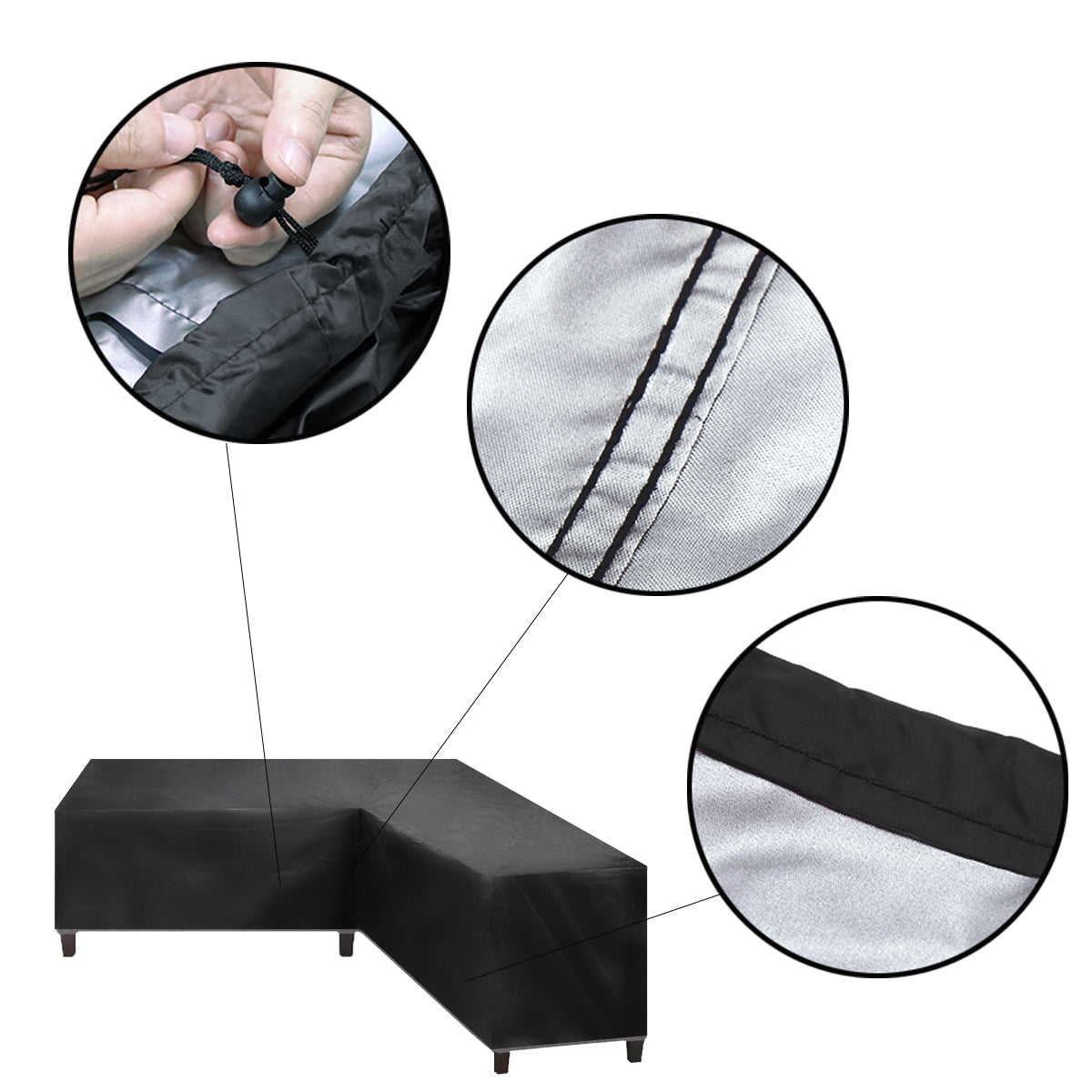 Beschermhoes voor Tuin set - Lounge set - 215x87x80cm - Zwart - De ideale bescherming voor je tuinmeubelen