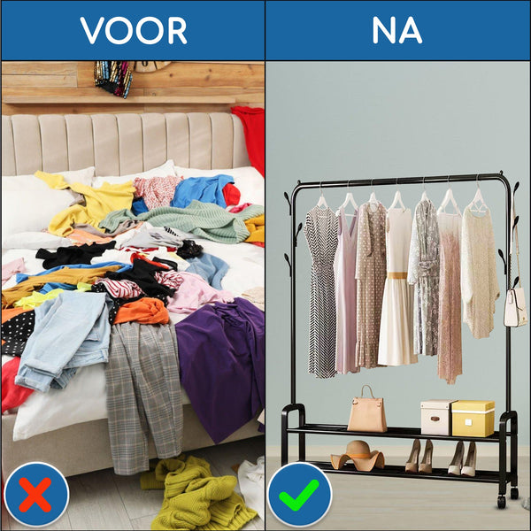 Kledingrek op Wieltjes Zwart