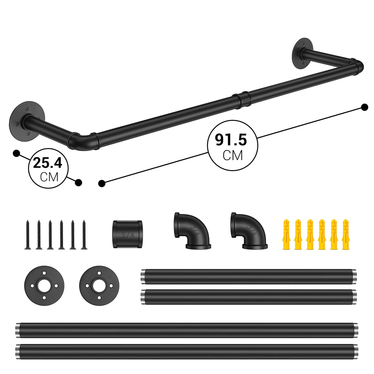 Kledingstang Muur Zwart