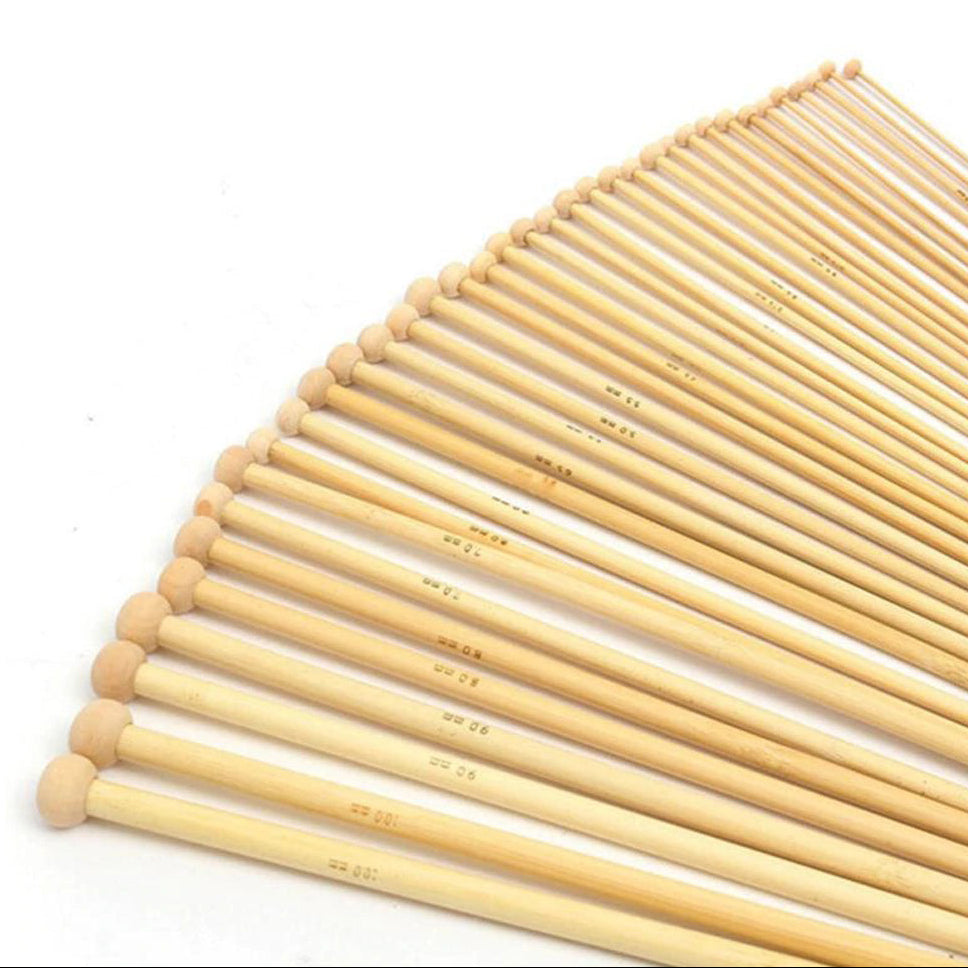 Breinaalden Set Bamboe 36 Stuks - 18 Verschillende Maten - 35 cm Lang - 2 tot 10 mm Dikte