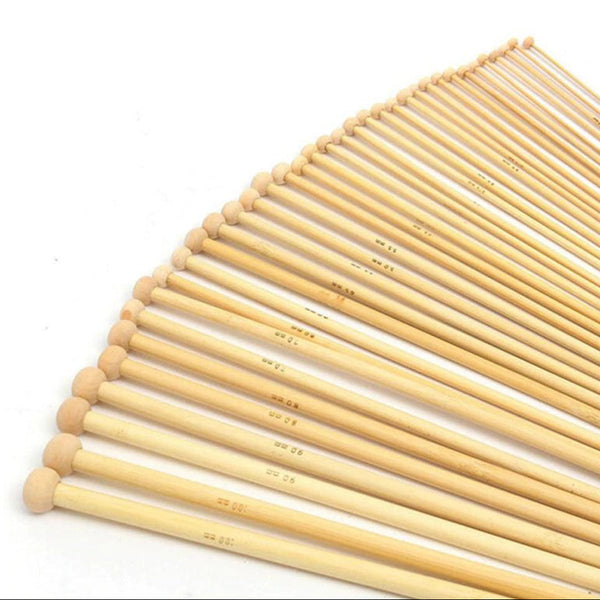 Breinaalden Set Bamboe 36 Stuks - 18 Verschillende Maten - 35 cm Lang - 2 tot 10 mm Dikte