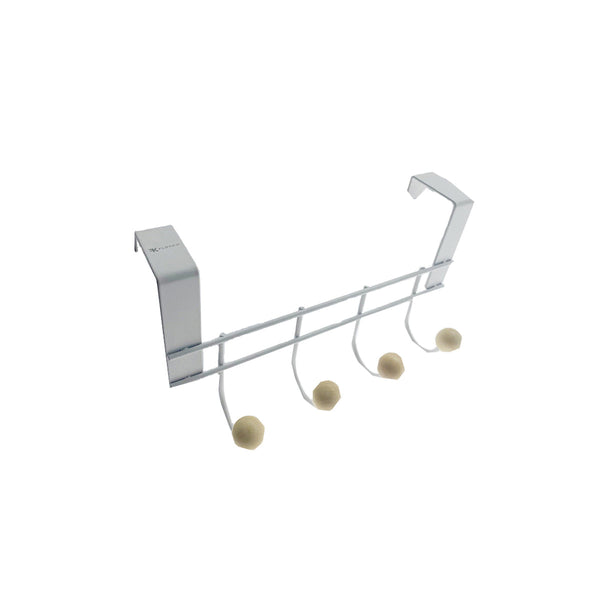 Deurkapstok - Wit - 4 Ophanghaken - Deurhaken - 22 x 12 cm - Handdoekhaken - Kapstok - Deur Ophanghaak