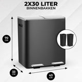 Prullenbak Met Pedaal Zwart-Zilver