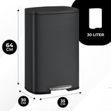 Bayt Prullenbak 30 Liter - Pedaalprullenbak - Zwart