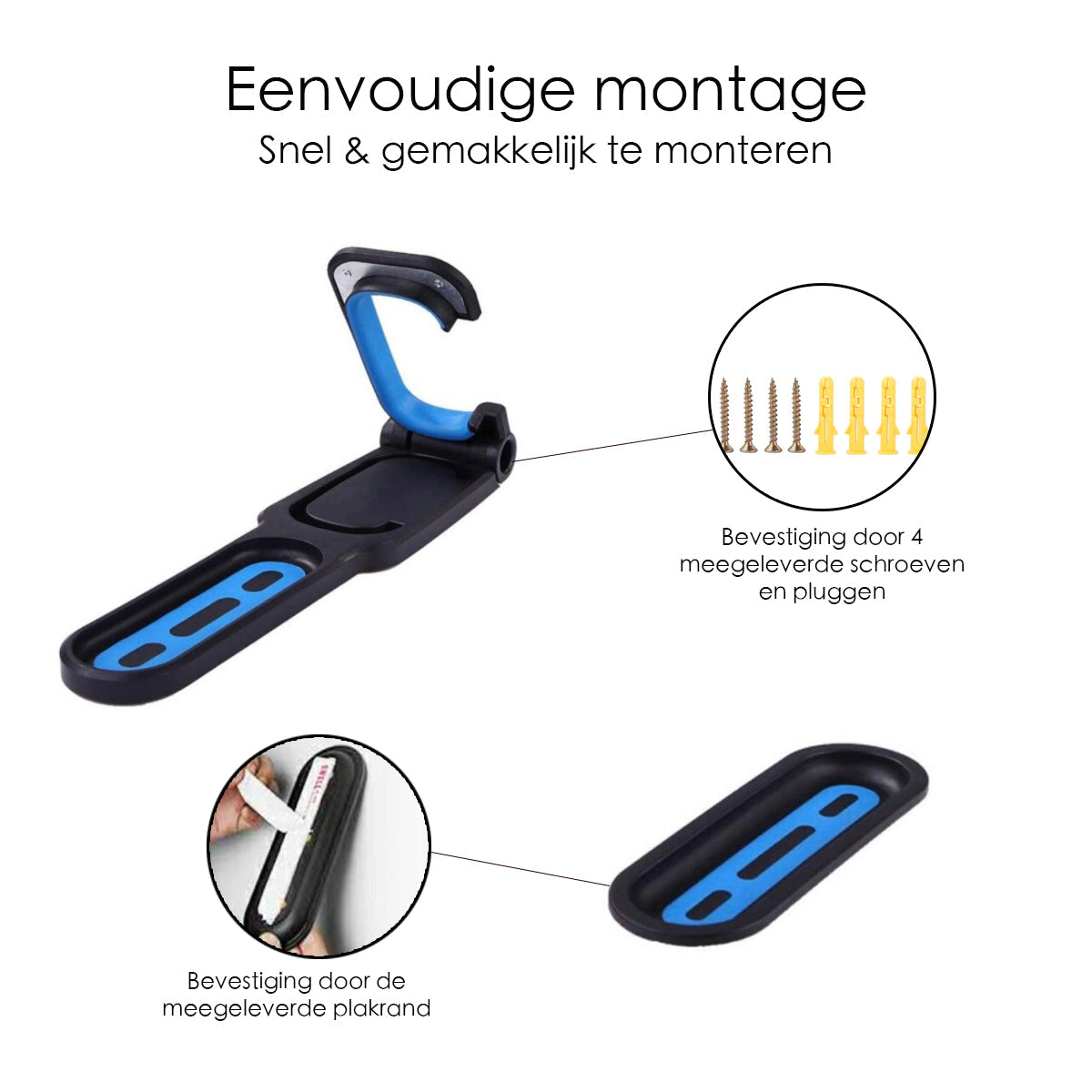 Fiets Ophangbeugel - Zwart - Blauw - Muurhouder fiets - Muurbeugel Wandhouder Wandbeugel
