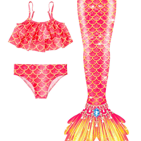 Zeemeerminstaart met bikini verkleed set Oranje en Geel