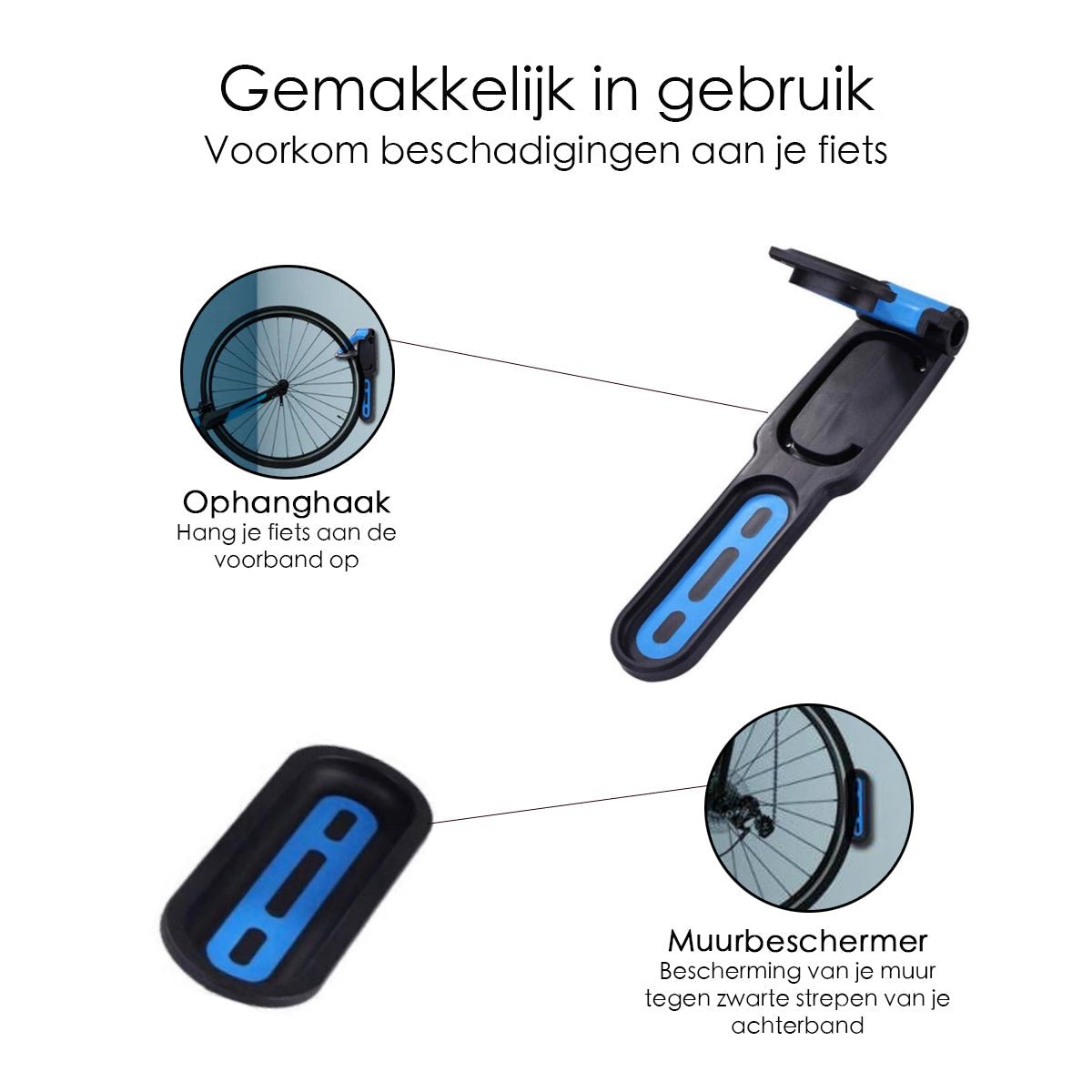 Fiets Ophangbeugel - Zwart - Blauw - Muurhouder fiets - Muurbeugel Wandhouder Wandbeugel
