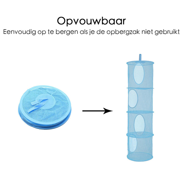 Hangende Opberger - Kinderkamer - Opvouwbaar - 4 Vakken - Blauw