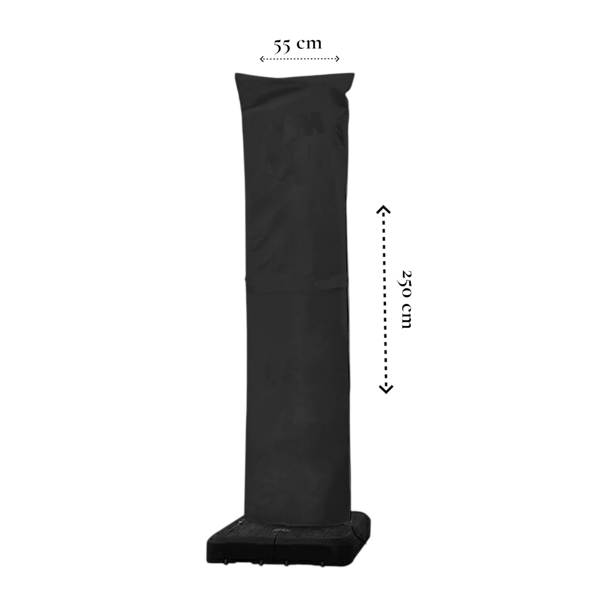 Parasolhoes Zweefparasol Waterafstotend 250 x 55 cm – Parasol Beschermhoes met Rits, Stok & Trekkoord – UV-bestendige Hoes voor Staande en Zweefparasol – Weerbestendige Tuinmeubel Bescherming Zwart