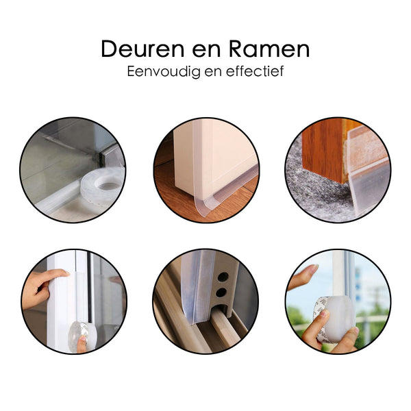 Tochtstrip - 4,5 cm x 5 meter - Transparant - Deur en Raam - Zelfklevend