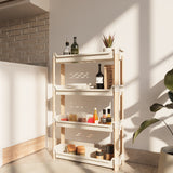 FixWood Modulaire Opbergkast – 4-Laags Houten Rek met Kunststof Bakken – Badkamer, Keuken & Woonkamer – Duurzaam en Stijlvol Design – 68 cm Hoog – Beige - Naturel