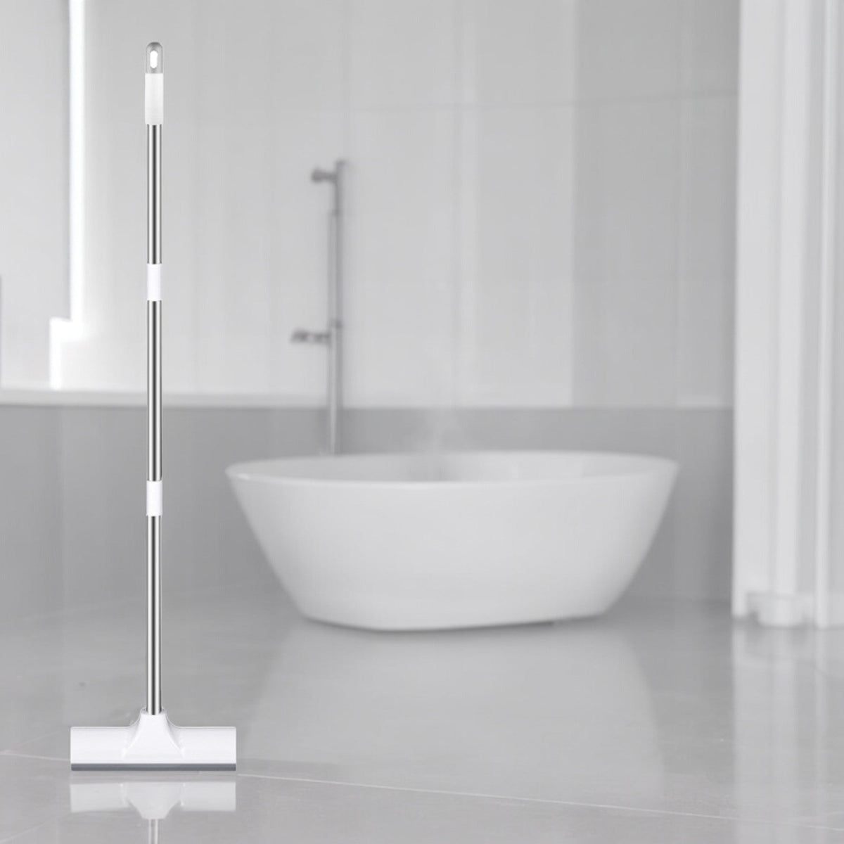 Schrobber 2 in 1 - Trekker douche - Schrobbezem - Luiwagen - Trekker - Schuurborstel - Badkamer borstel vloertrekker met steel schrobborstel - Bezem - vloerwisser badkamer - Schrobborstel Met telescopische steel