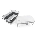 Picknickmand 2-1 - Wit & Grijs - Inklapbaar - Picknickmand met Tafel