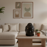 Buddhahoofd Kaarshouder - Keramiek - Waxinelichthouders - Uitneembaar onderstuk - 10 x 14 cm