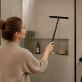 Douchetrekker met Uitschuifbare Steel Zwart – 33 cm Raamwisser & Badkamerwisser – Siliconen Wisser voor Douchewand, Tegels, Spiegel en Ramen – Streeploos Schoonmaken - Aftrekker
