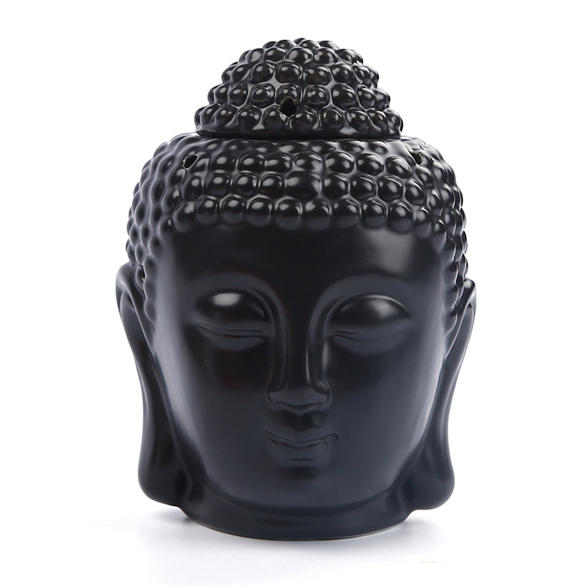 Buddhahoofd Kaarshouder - Keramiek - Waxinelichthouders - Uitneembaar onderstuk - 10 x 14 cm