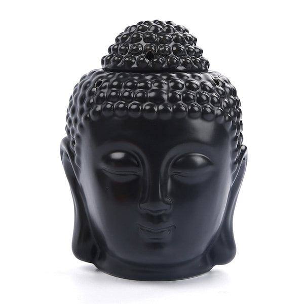 Buddhahoofd Kaarshouder - Keramiek - Waxinelichthouders - Uitneembaar onderstuk - 10 x 14 cm