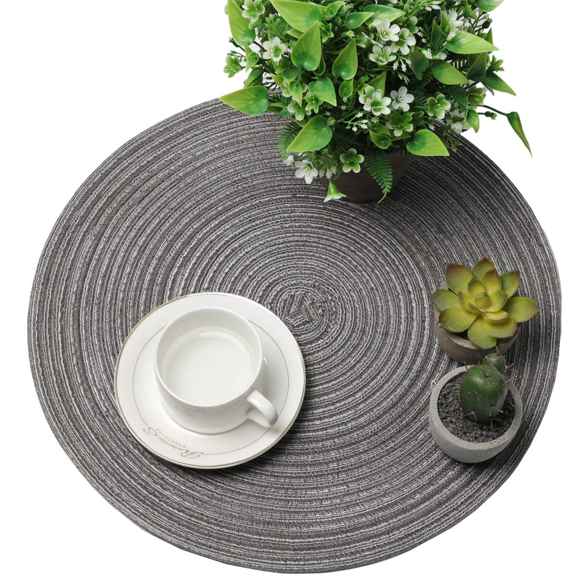 Placemat - 2 stuks - Placemat 38 cm - Grijs