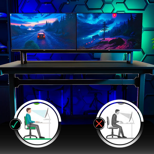 Bayt Gamebureau met Monitorstandaard - 105x55x75cm - Zwart