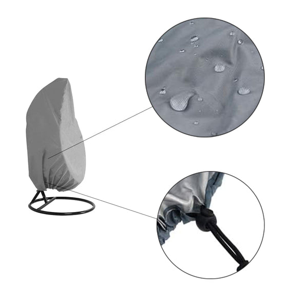 Beschermhoes Hangstoel Egg - Grijs - 190 x 115 cm - Waterproof - Universeel model - Hoes van Egg Chair - Waterdichte Beschermer voor Egg Stoel met Standaard