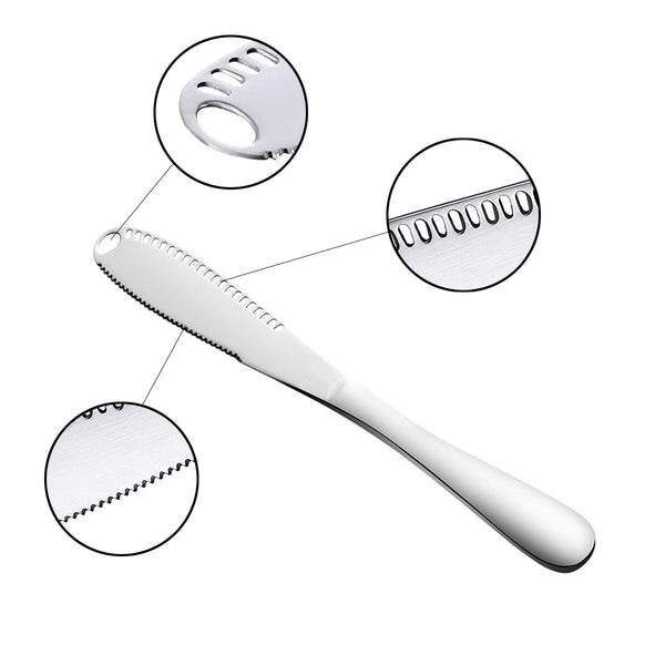 Zilverkleurige 3-delige Botermessen Set - Roestvrijstaal - Messenset voor de boter - 3 x 20,8 x 1,6 cm