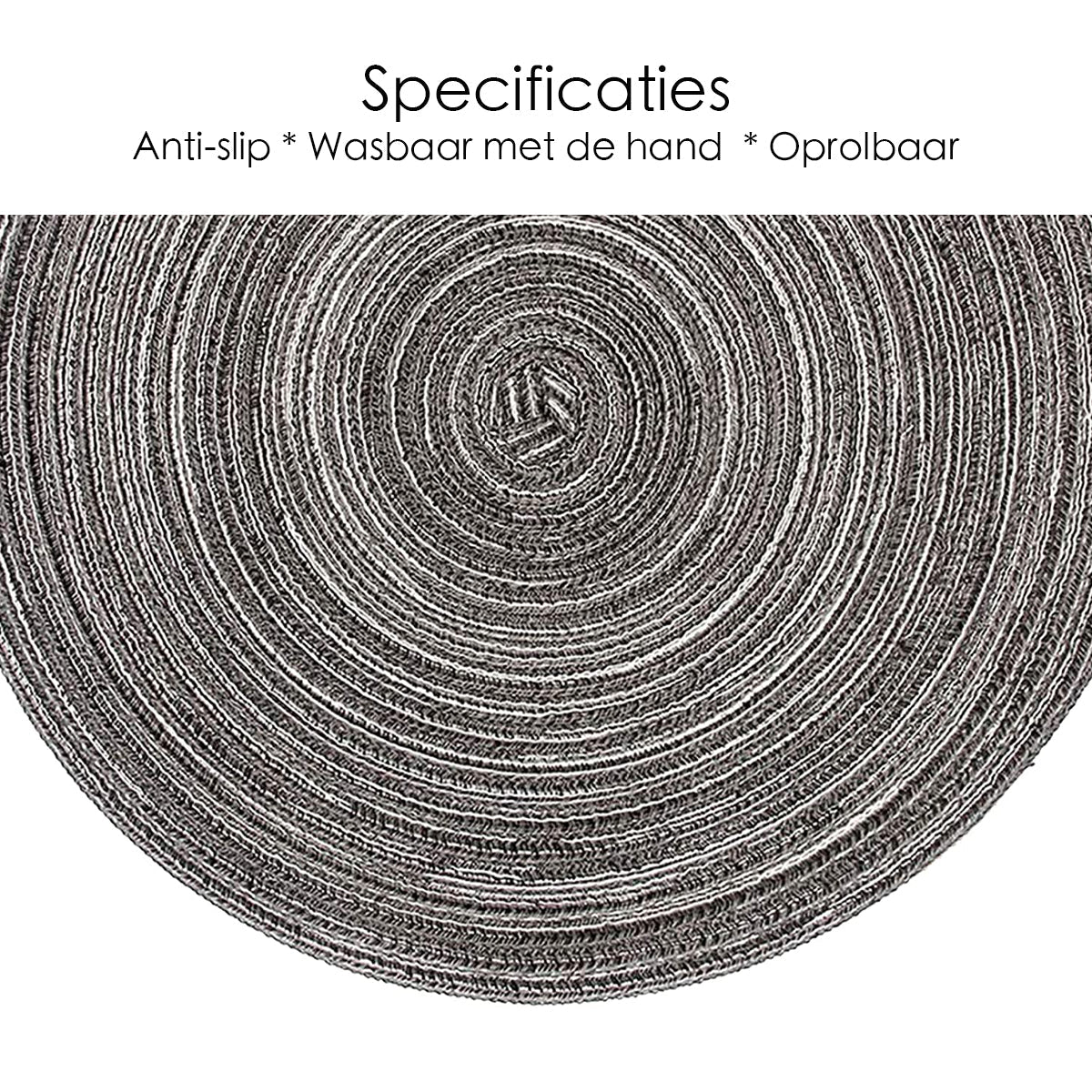 Placemat - 2 stuks - Placemat 38 cm - Grijs
