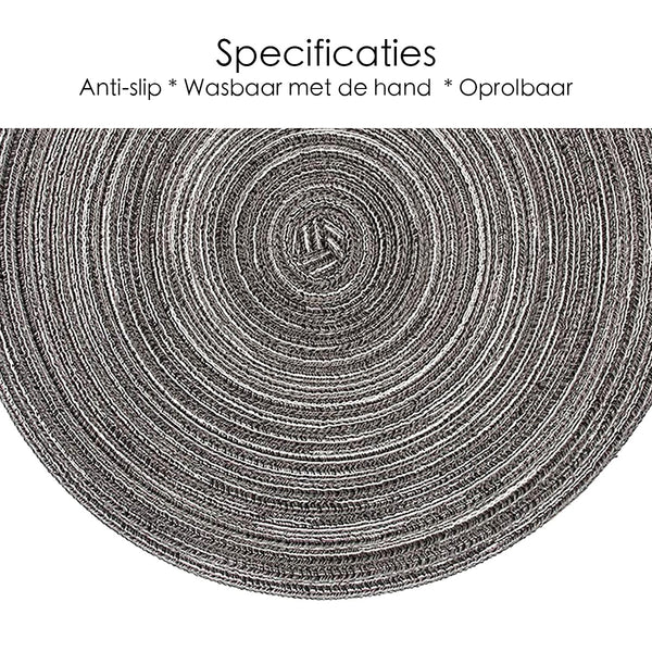 Placemat - 2 stuks - Placemat 38 cm - Grijs