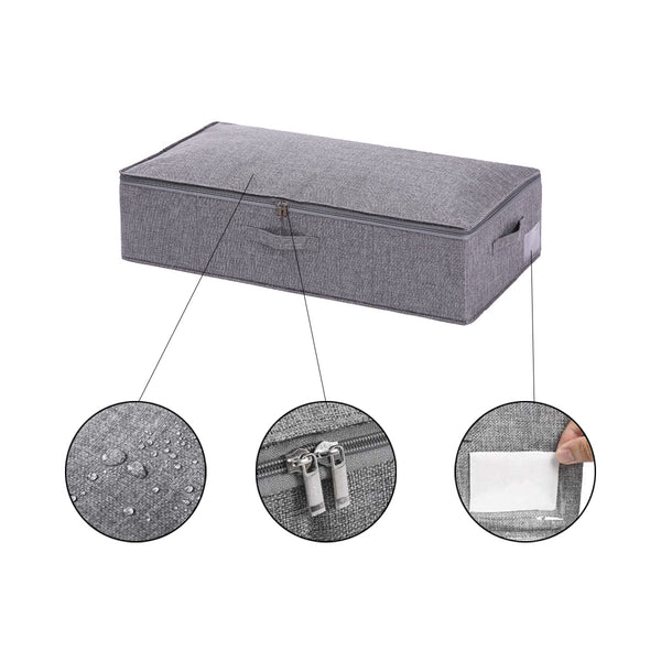 Bed Organizer met verharde bodem - 2 stuks - Ruime Opbergzakken voor Kleding en Dekbedden - Grijs - Opbergtassen voor onder je Bed