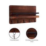 Sleutelrekje - Sleutelkastjes - Vijf sleutelhaken 30 x 18 cm - Beukenhout - Donker Bruin
