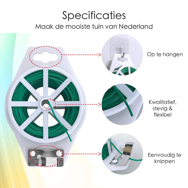 Binddraad Groen - 100 Meter - IJzerdraad Geplastificeerd - Spandraad
