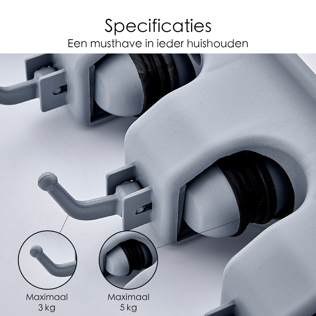 Bezemopbergsysteem - 5 Bezems - Ophangsysteem Tuingereedschap - Grijs