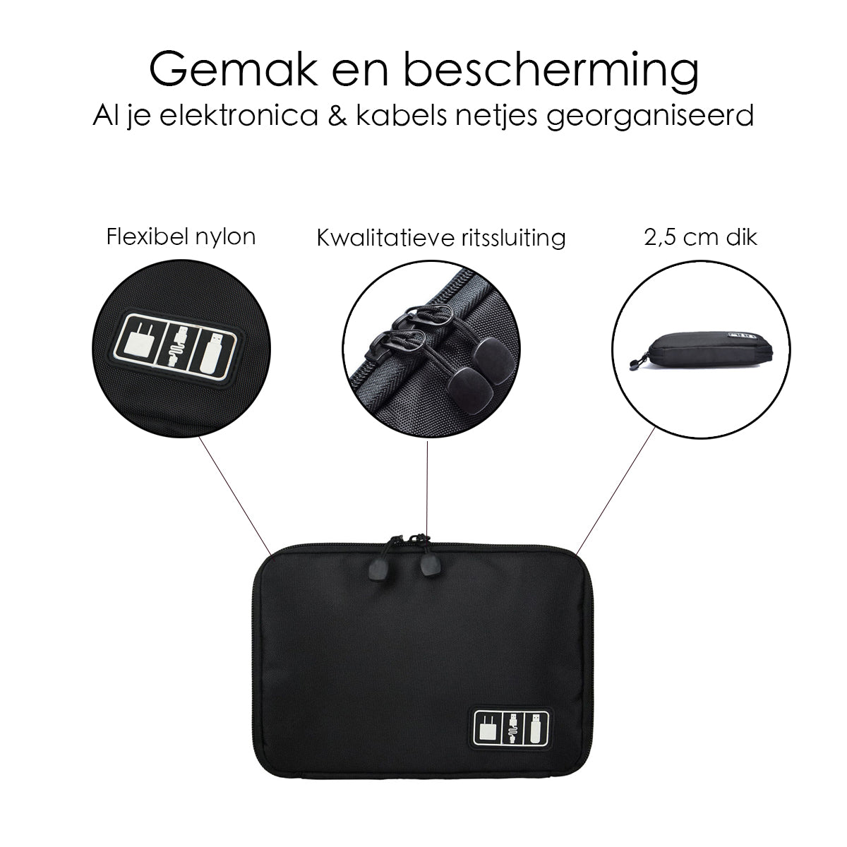 Kabel Organiser Tas - Kabeltas - Zwart - Elektronica & Accessoires Organizer Tas Deluxe