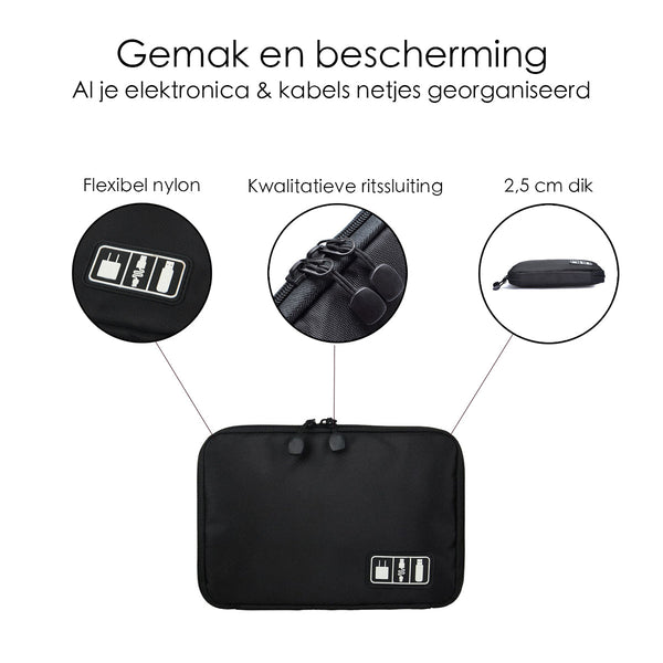 Kabel Organiser Tas - Kabeltas - Zwart - Elektronica & Accessoires Organizer Tas Deluxe