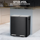 Prullenbak Met Pedaal Zwart-Zilver