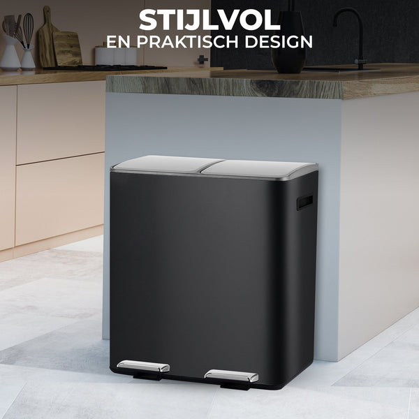 Prullenbak Met Pedaal Zwart-Zilver