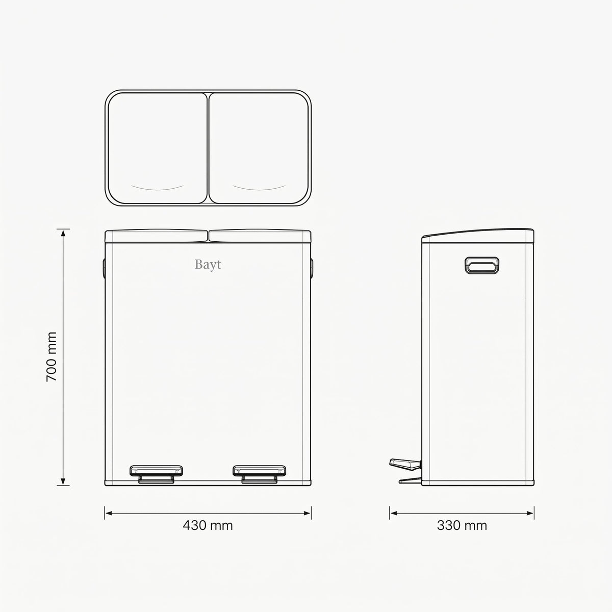 Prullenbak 60 Liter (2x30L) - Wit