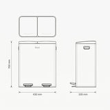 Prullenbak 60 Liter (2x30L) - Wit
