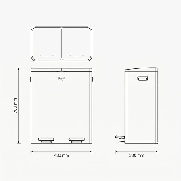 Prullenbak 60 Liter (2x30L) - Wit