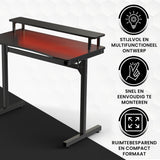 Bayt Gamebureau met Monitorstandaard - 105x55x75cm - Zwart