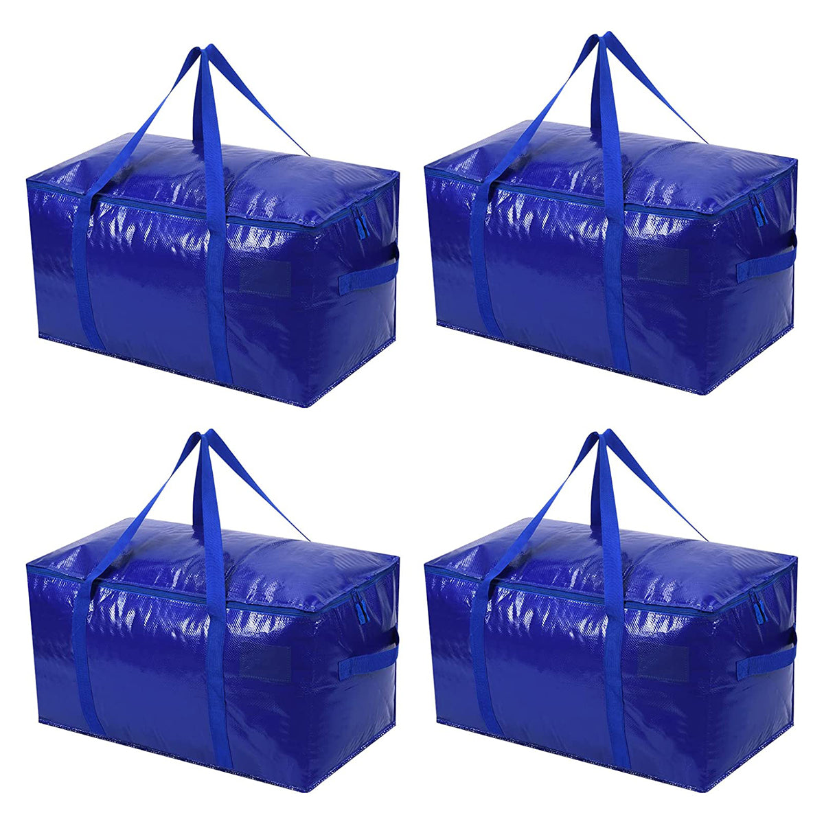 Opbergtassen XL - Blauw - 4 Stuks - 92 Liter - Verhuistassen - Big Shopper - Waterdicht - Opbergzak met Handvat