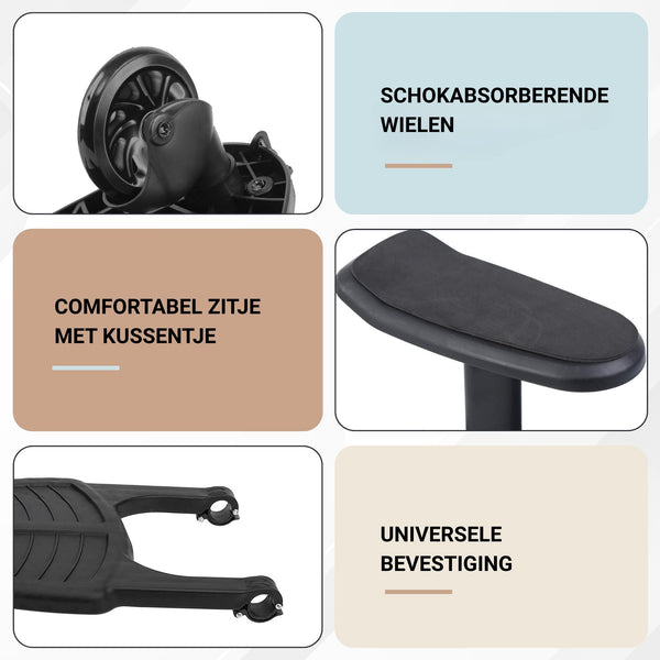 Oemmie Meerijdplankje met Zitje - Zwart